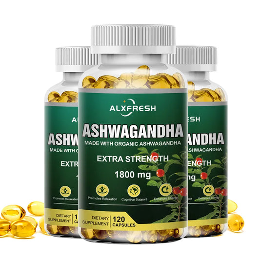 Pure Organic Ashwagandha Root Extract Capsule 1800mg (60/120 Capsules)